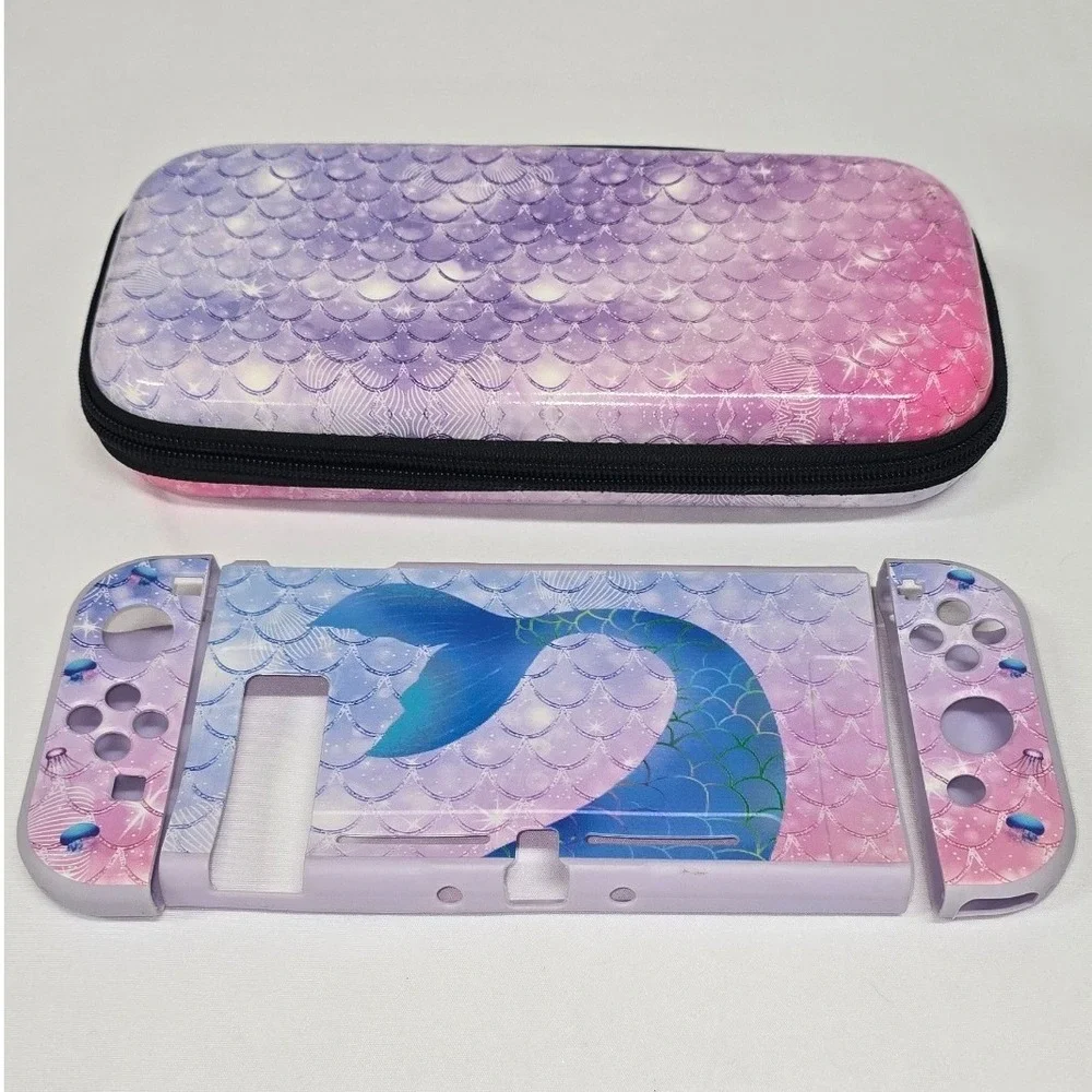 Mermaid Scales Pink Purple‎ Nintendo Switch Carrying Case and Console Shell Set